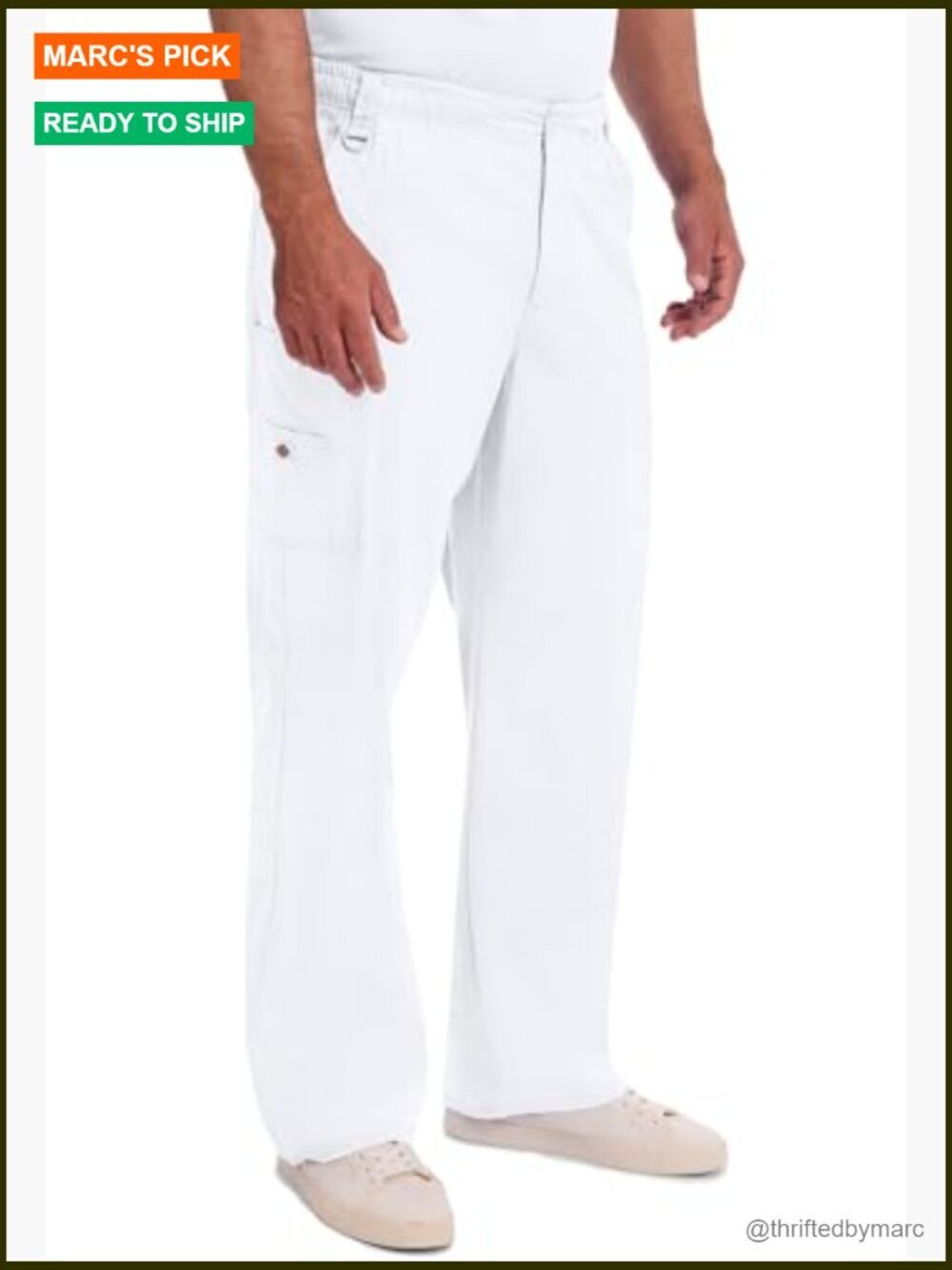Dickies Men's Pull-On Scrub Pants with 7 Pockets Elastic Waistband - White - Picture 5 of 7